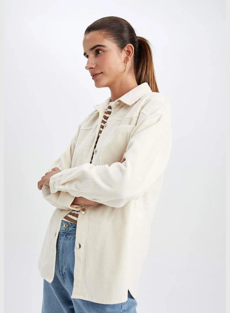DeFacto Woman Loose Fit Woven Long Sleeve Shirt