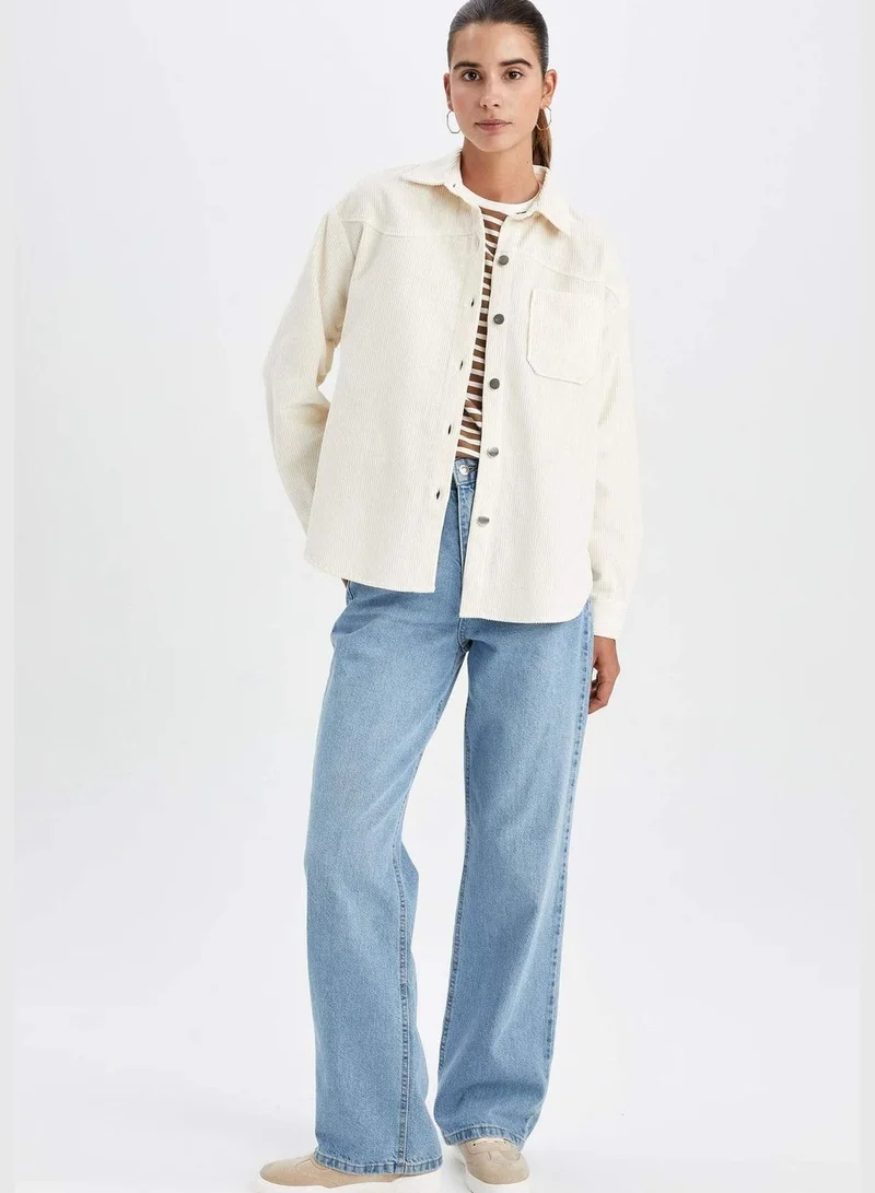 DeFacto Woman Loose Fit Woven Long Sleeve Shirt