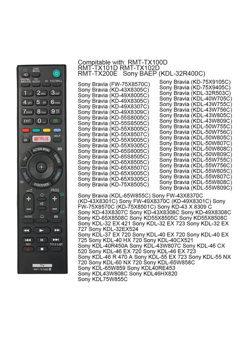Generic - Smart Replacement Remote Control for SONY TV Portable Size TV Remote Controller Easy to Grab Black - Image 1