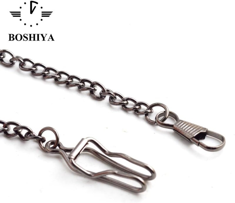 BoShiYa Clip Pocket Watch Chain for Men Vintage Metal Alloy Albert Vest Chain 14.9 Inch Pocket Watch Chains Link - Image 3