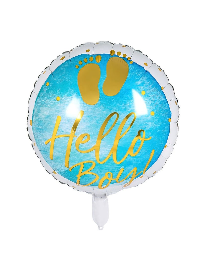 Hello Boy Foil Balloon Blue White Gold 45 cm