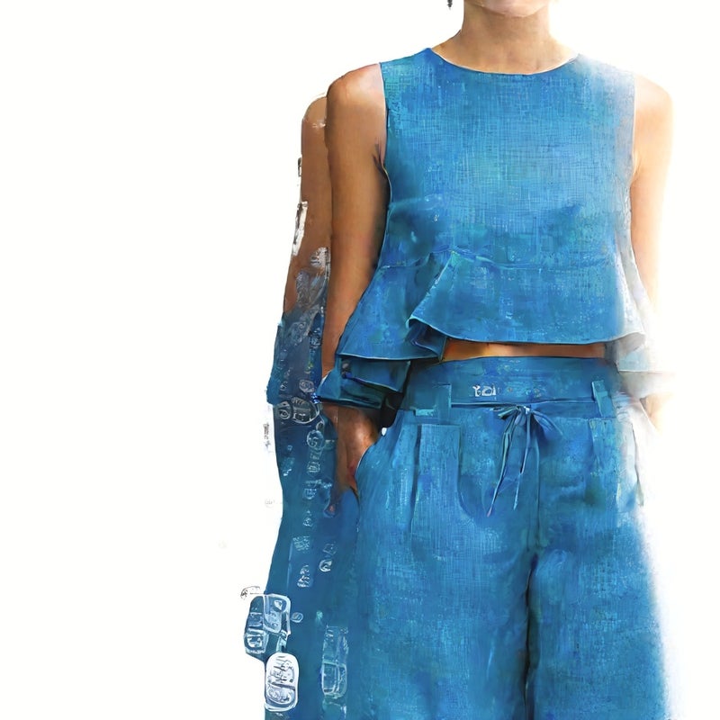 Summer Sleeveless Pleated Vest Wide Leg Pants Casual Cotton Linen Outfit Set - Image 5