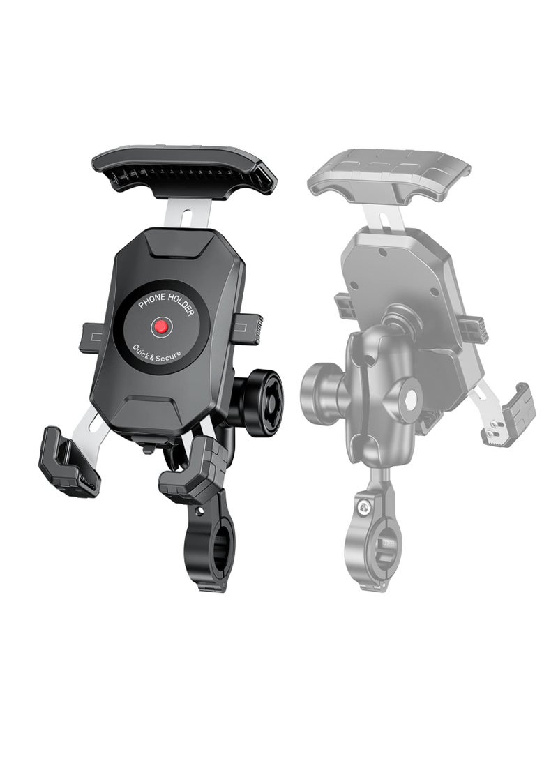 KASTWAVE Anti Theft Motorcycle Bike Phone Mount, Bike Ball Phone Holder Handlebar Double Socket Stem Mobile Holder with Aluminium1" Ball Base 360 Rotation Universal, Compatible for Smart Phones 4.0-7.0" - Image 1