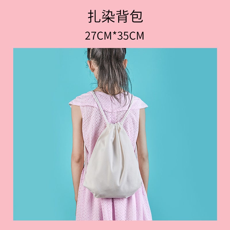 Childrens Diy Tie-Dye White Eco-Friendly Canvas Bag Student Graffiti Painting Fill Blank Canvas Bag Pencil Bag Blank canvas backpack 27*35cm