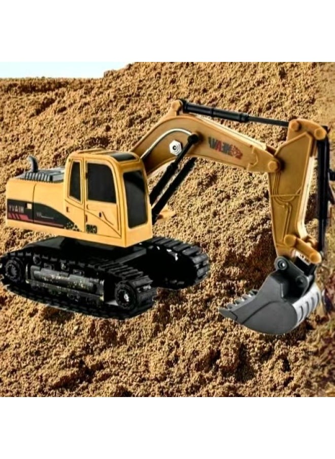 Children's Gift Crawler Remote Control Digging Excavator Truck Engineering Car Electric Toy Romantic Pink Girl Remote Control Car-Color:5 Channels Yellow  - Image 3