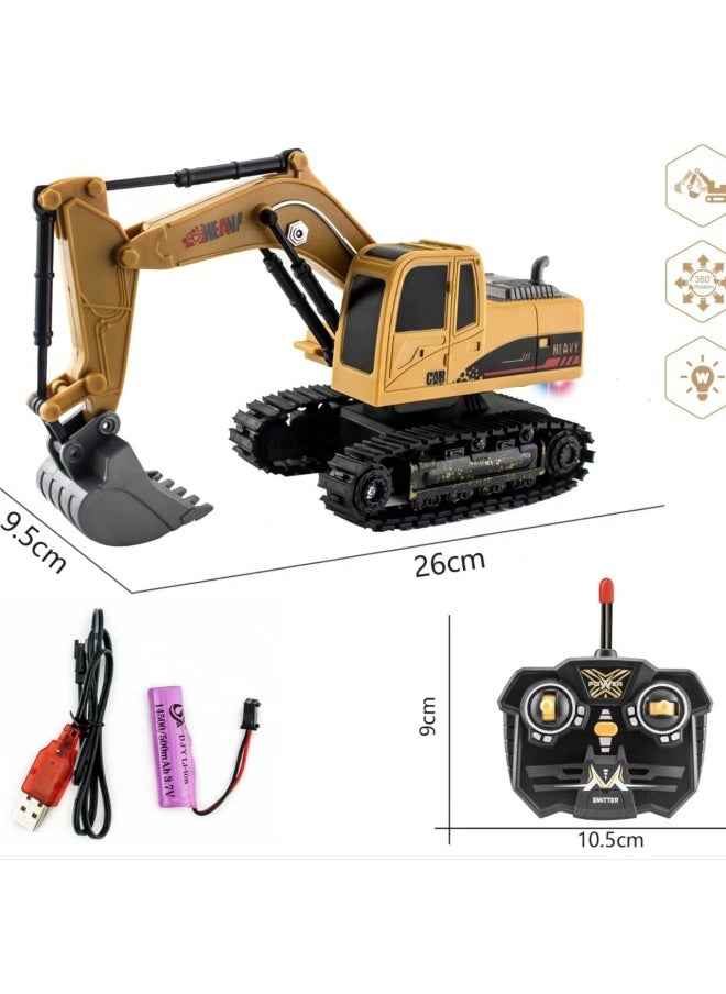 Children's Gift Crawler Remote Control Digging Excavator Truck Engineering Car Electric Toy Romantic Pink Girl Remote Control Car-Color:5 Channels Yellow  - Image 5