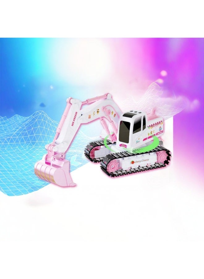 Children's Gift Crawler Remote Control Digging Excavator Truck Engineering Car Electric Toy Romantic Pink Girl Remote Control Car-Color:5 Channels Yellow  - Image 4