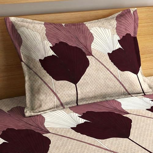 Fashion String Microfibre 144TC Beige Ginkgo Leaf Single Bedsheet with 1 Pillow Cover - Image 3