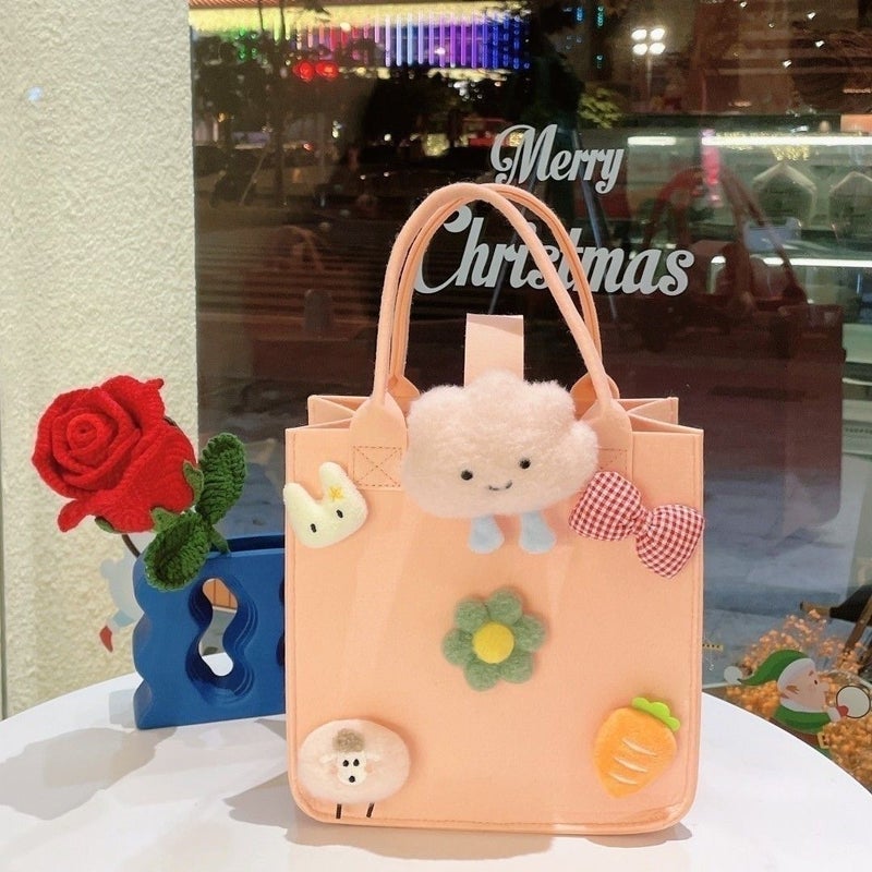 Trendy Handbag For First Birthday Celebration Gift Bag Versatile Felt Small Tote Bag - Image 4