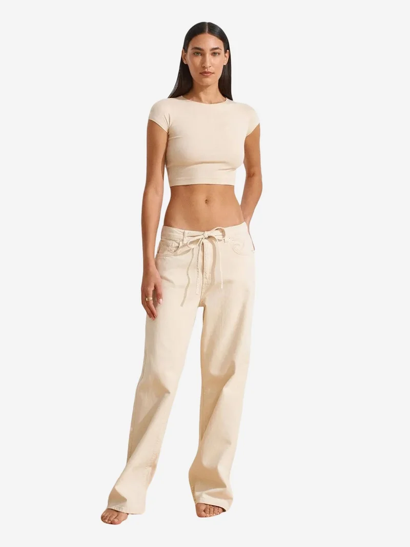 Dilvin DILVIN Slim Fit Crop Jersey Blouse