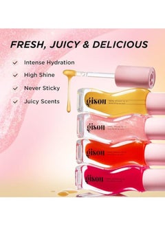 Gisou Pink Shimmer Glow Honey Infused Lip Oil - Hydrating, Nourishing, and Naturally Enhancing Formula for Luxurious Lips, Watermelon Sugar  - Image 3