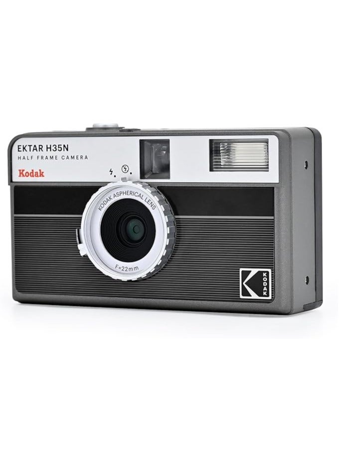 Kodak Co KODAK EKTAR H35N Half Frame Film Camera, 35mm, Reusable, Focus-Free, Bulb Function, Built-in Star Filter, Coated Improved Lens (Film & AAA Battery are not Included) (Striped Black) - Image 1