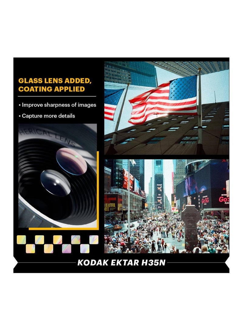 Kodak Co KODAK EKTAR H35N Half Frame Film Camera, 35mm, Reusable, Focus-Free, Bulb Function, Built-in Star Filter, Coated Improved Lens (Film & AAA Battery are not Included) (Striped Black) - Image 3