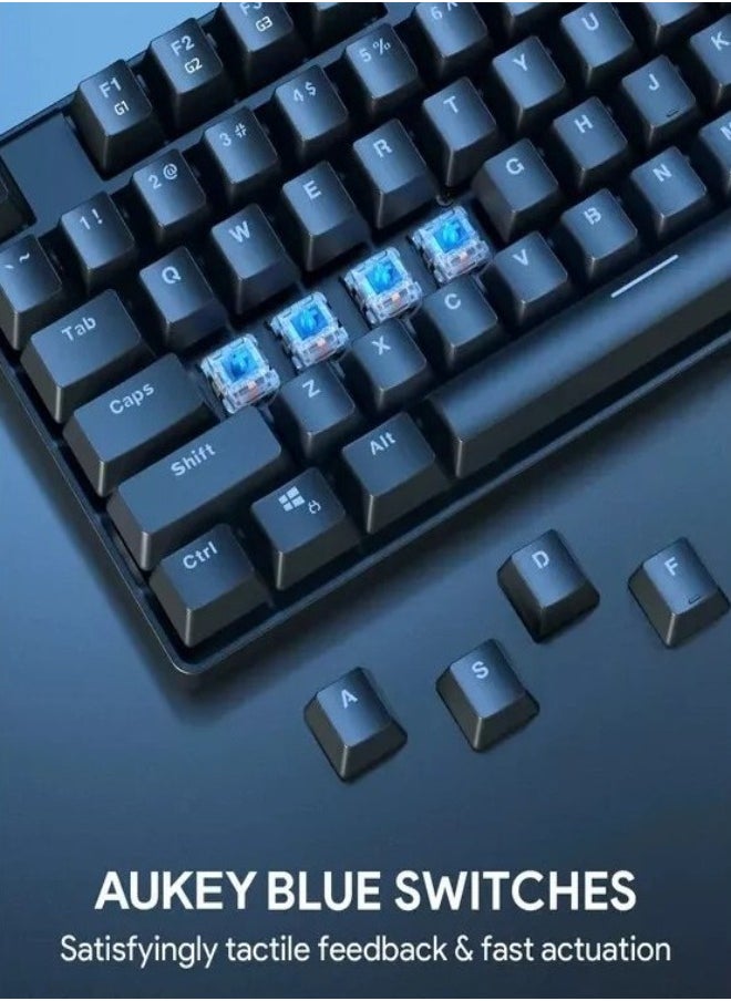 Aukey AUKEY لوحة مفاتيح سلكية ميكانيكية مفاتيح زرقاء 104 مفاتيح KMG16 أسود  - Image 3