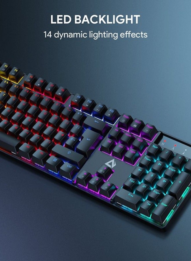 AUKEY Mechanical Wired Keyboard Blue Switches 104 Keys KMG16 Black - Image 2