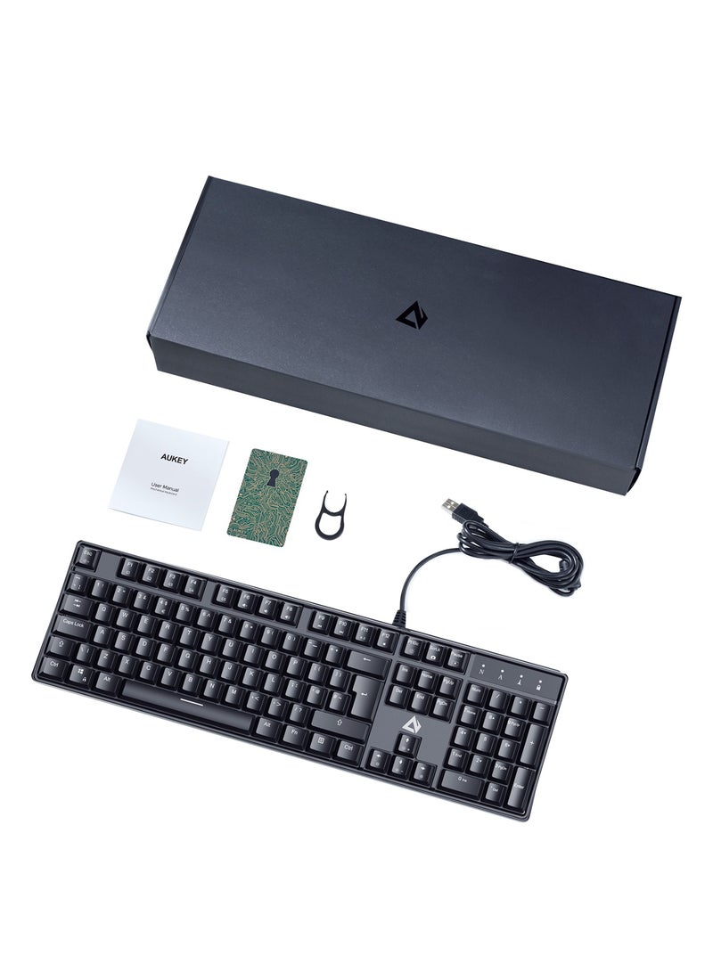 AUKEY Mechanical Wired Keyboard Blue Switches 104 Keys KMG16 Black - Image 4