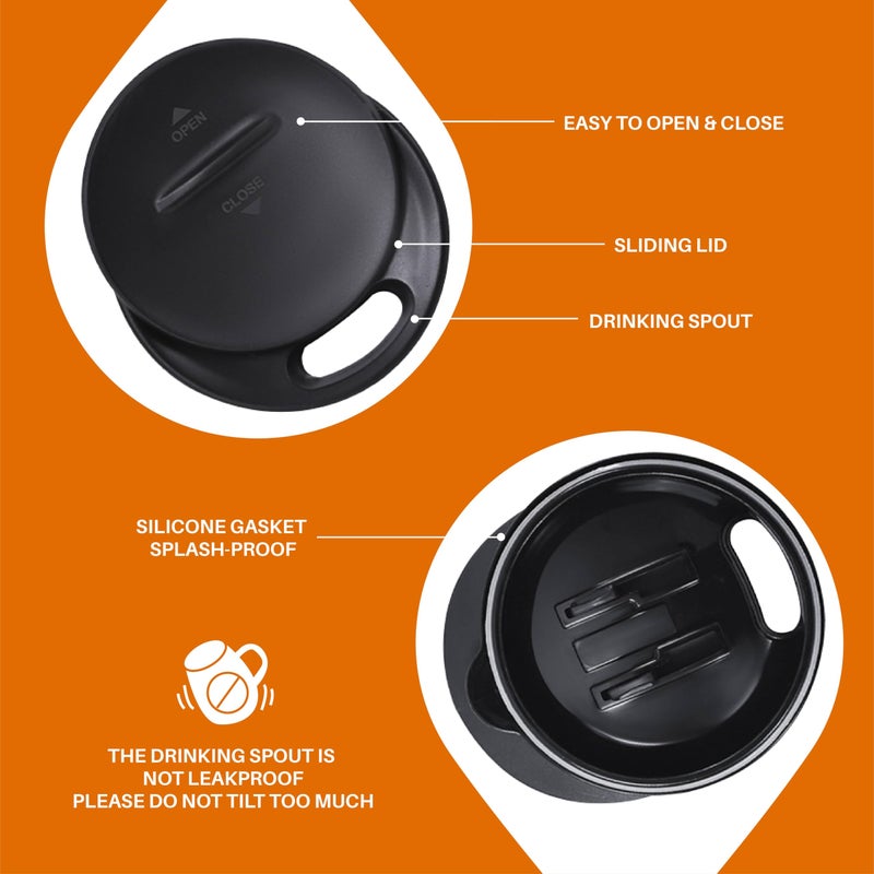 Ideus 16 oz Insulated Coffee Mug with Handle and Lid, Double Wall Stainless Steel Vacuum Thermal Coffee Mug, Travel Coffee Cup Thermal Cup for Home and Office, Orange Tiger - Image 4