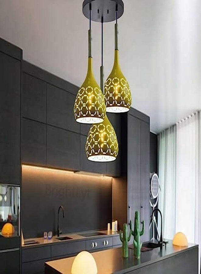 Cruv Aluminum Hanging Lights for Dining Table, Pendant Lamps for Kitchen Island, Bedroom Hanging Lamps and Living Room Lights (Aluminium Round, 2) - Image 1