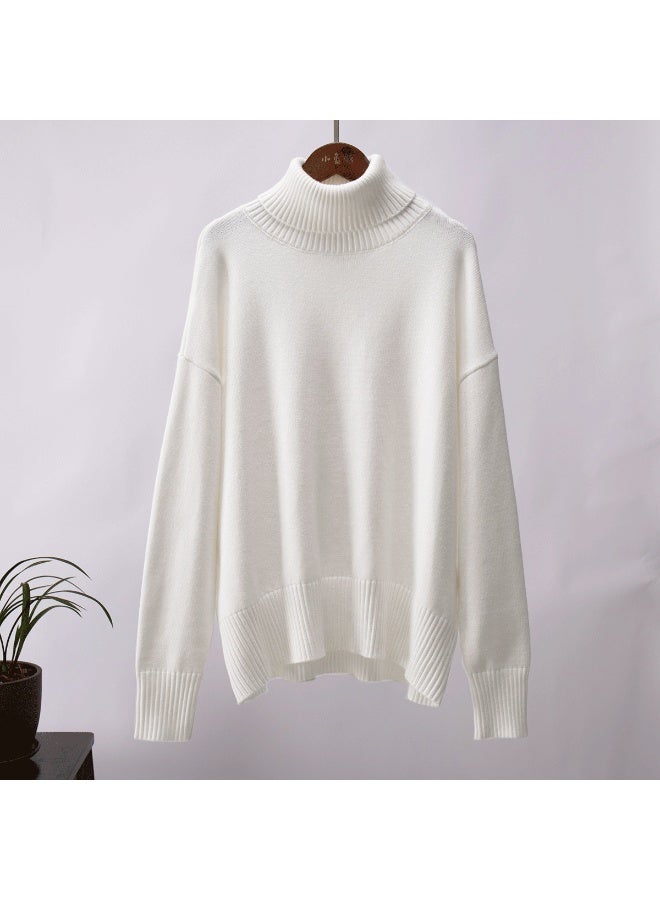 NIBEMINENT Autumn and Winter  Thick Sweater Women High Neck Pullover Sweater Warm Loose Knitted Base Sweater - Image 1