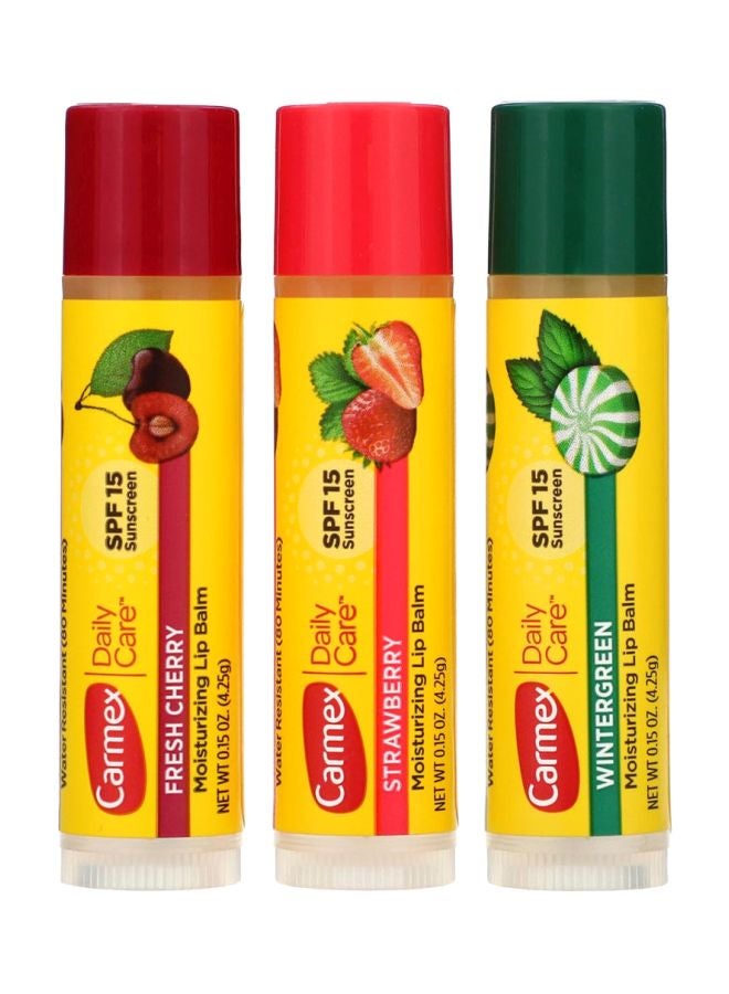 CARMEX 3-Piece Daily Care Moisturizing Lip Balm SPF15 3 x 4.25grams - Image 1