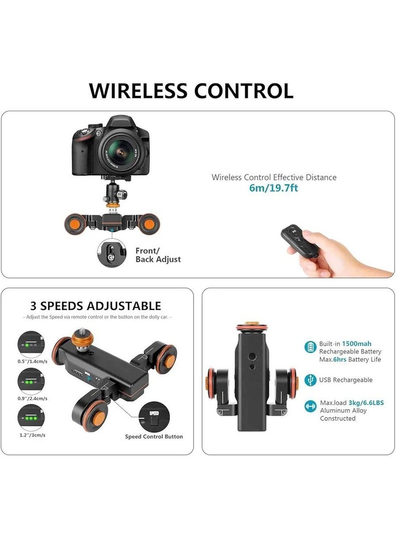 Generic - Camera Video Auto Dolly 3-Wheels Motorized Electric Track Rail Slider Dolly Car with 3 Speed Adjustable 360 Degree Swivel Shooting Camera Dolly Slider for DSLR Camera Camcorder Gopro Smartphones - Image 1