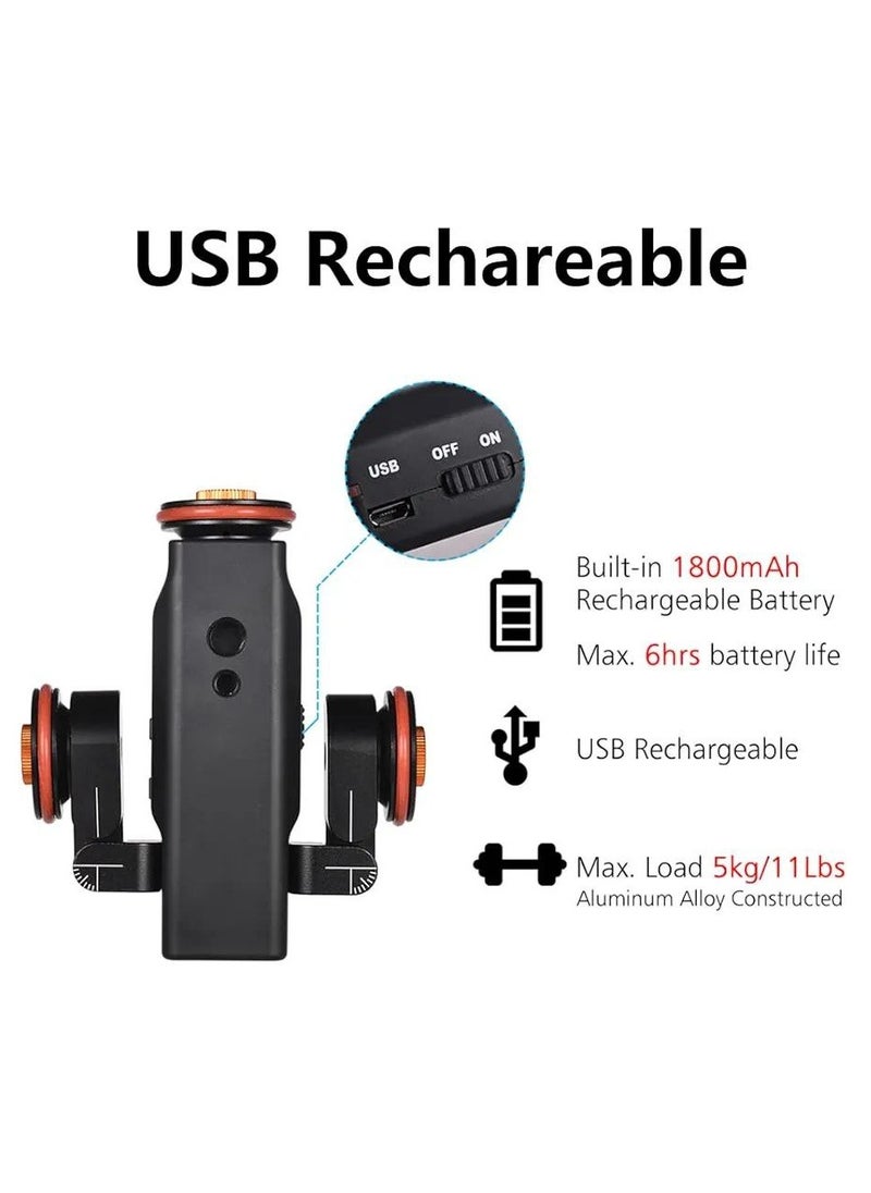 Generic - Camera Video Auto Dolly 3-Wheels Motorized Electric Track Rail Slider Dolly Car with 3 Speed Adjustable 360 Degree Swivel Shooting Camera Dolly Slider for DSLR Camera Camcorder Gopro Smartphones - Image 1