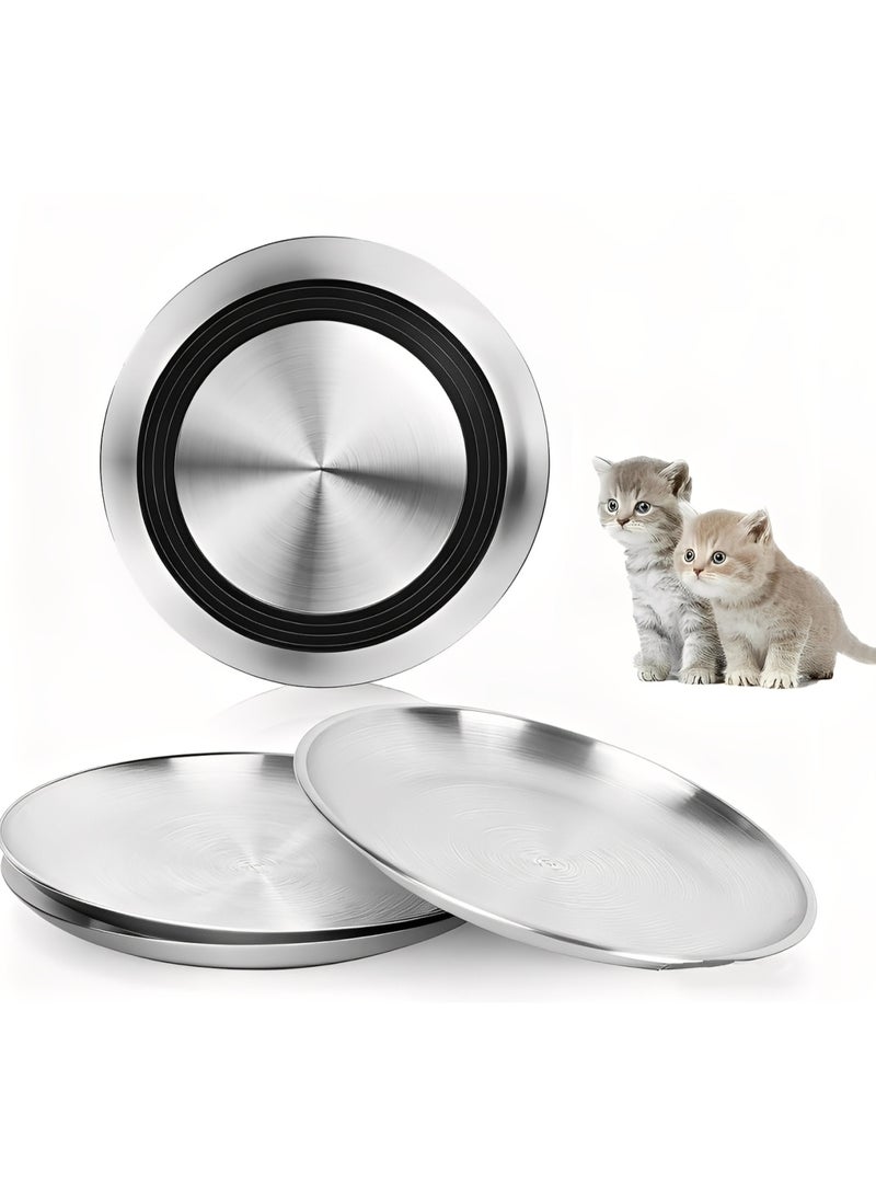 4PCS Stainless Steel Cat Food Bowls 390ml Shallow Wide Whisker Fatigue Dishes with Non Slip Base for Wet and Dry Food Indoor Cats - Image 1