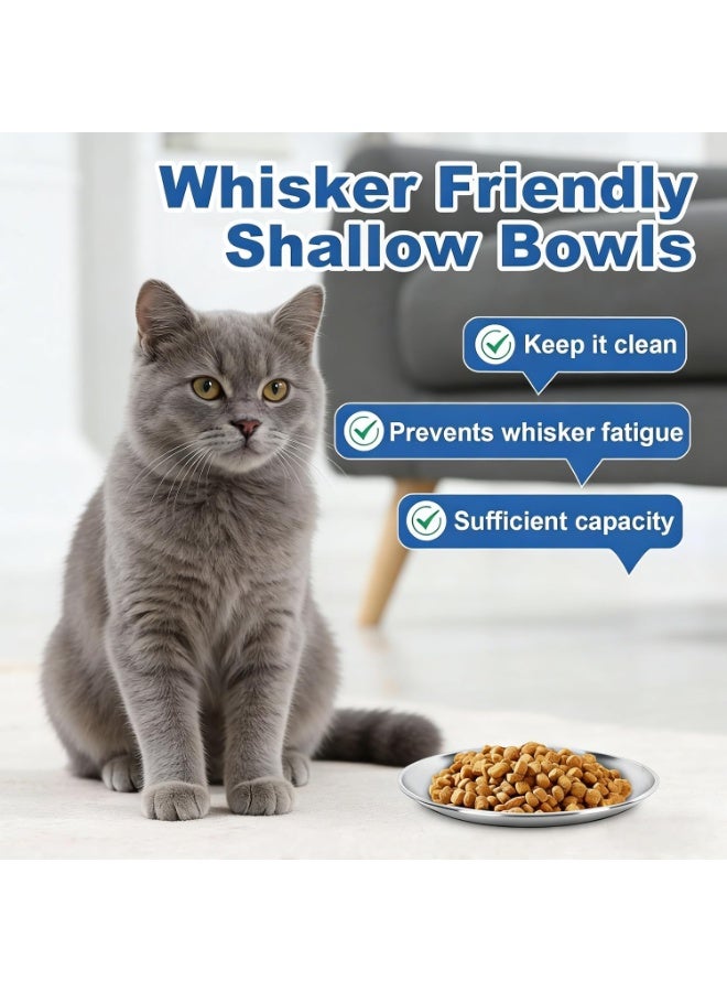4PCS Stainless Steel Cat Food Bowls 390ml Shallow Wide Whisker Fatigue Dishes with Non Slip Base for Wet and Dry Food Indoor Cats - Image 5