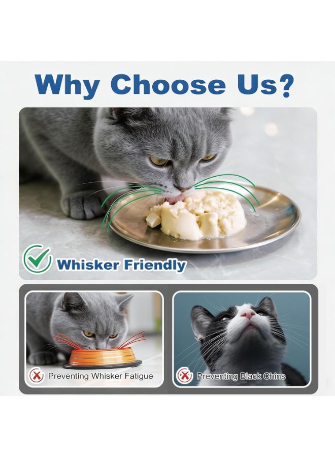 4PCS Stainless Steel Cat Food Bowls 390ml Shallow Wide Whisker Fatigue Dishes with Non Slip Base for Wet and Dry Food Indoor Cats - Image 3