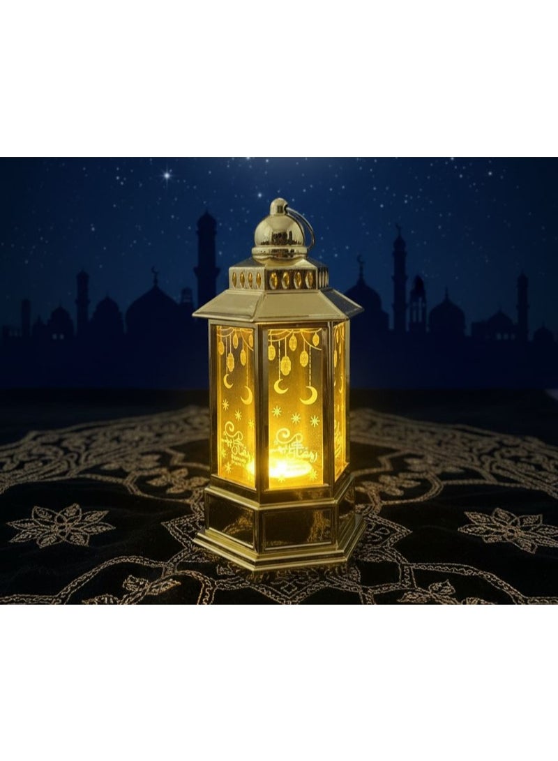 فانوس رمضان المضئ بعليقه  الفانوس الذهبي المزخرف ديكور فاخر للاحتفال مقاس 5*6 سم - Image 2