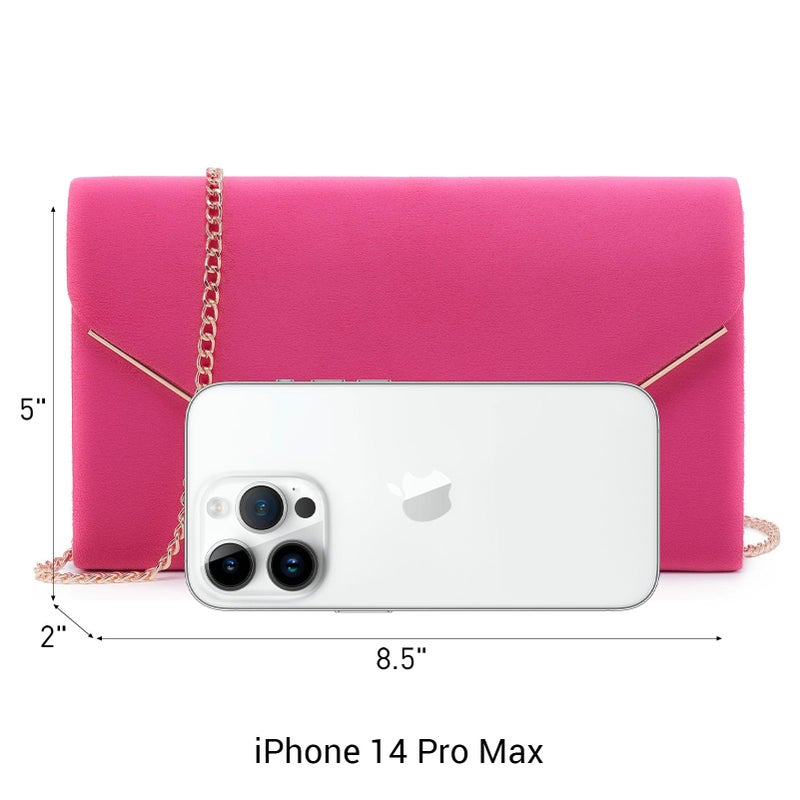 Dasein Ladies' Velvet Evening Clutch Handbag Formal Party Clutch For Women With Chain Strap (Rose) - Image 4