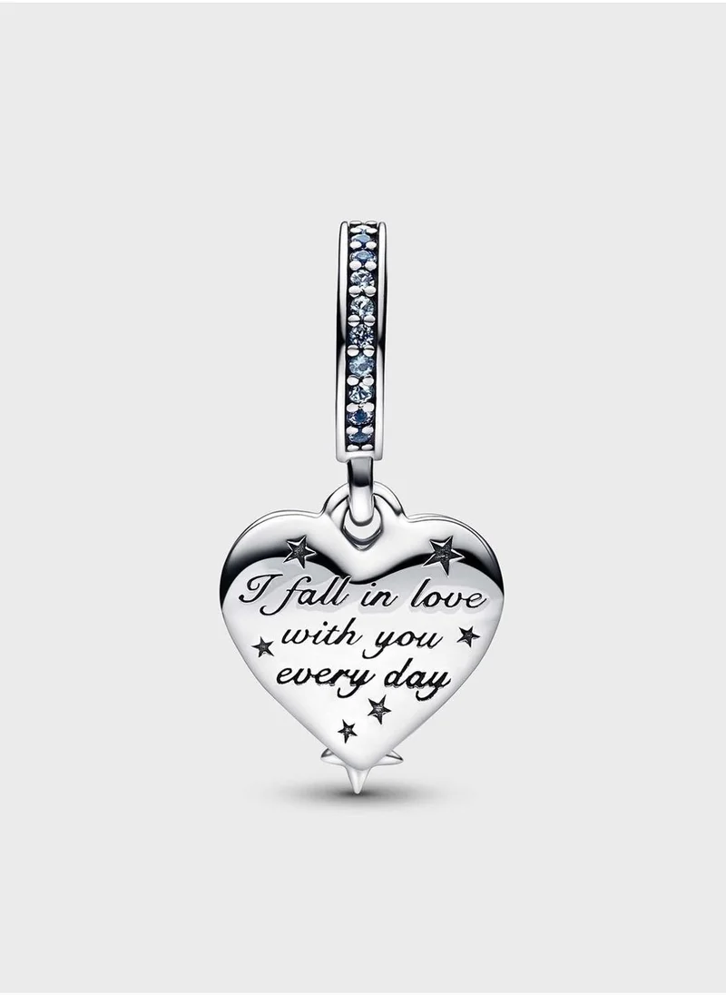 PANDORA Celestial Shooting Star Heart Double Dangle Charm