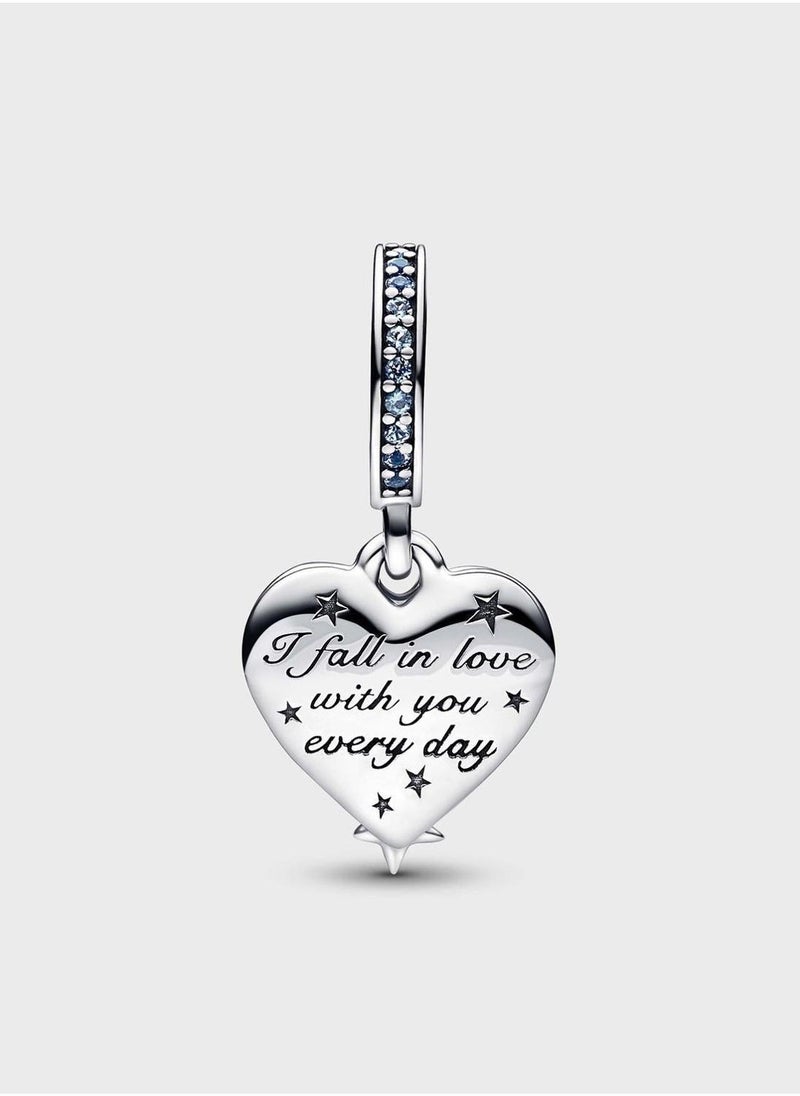 PANDORA Celestial Shooting Star Heart Double Dangle Charm  - Image 2