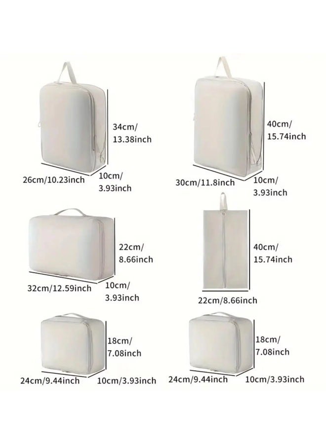 Quivlox Travel Storage Bag Set,6-Piece Travel Packing Cube Set Various Sizes,Travel Luggage Organizer Packing,Clothes Storage Bag for Suitcases,with Clothes Storage Bag & Shoes Bag & Toiletry Bag & Underwear Bag, Travel Accessories Essentials  - Image 2