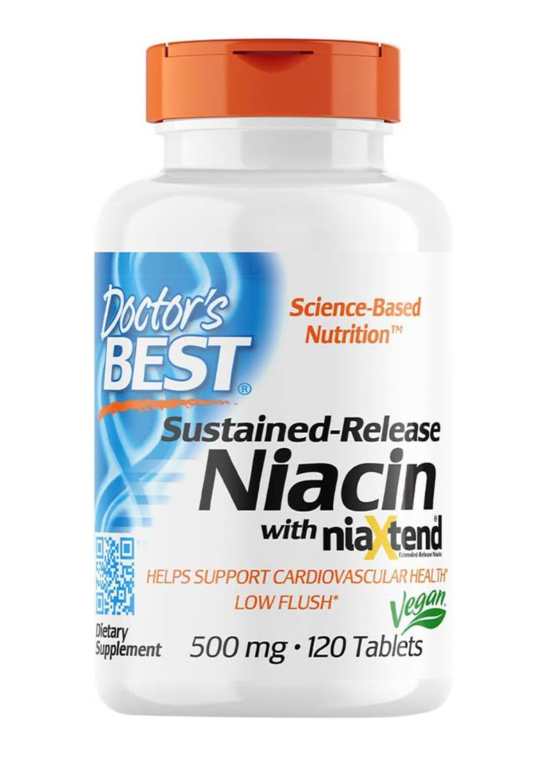 Timerelease Niacin With Niaxtend Nongmo Vegan Gluten Free 500 Mg 120 Tablets