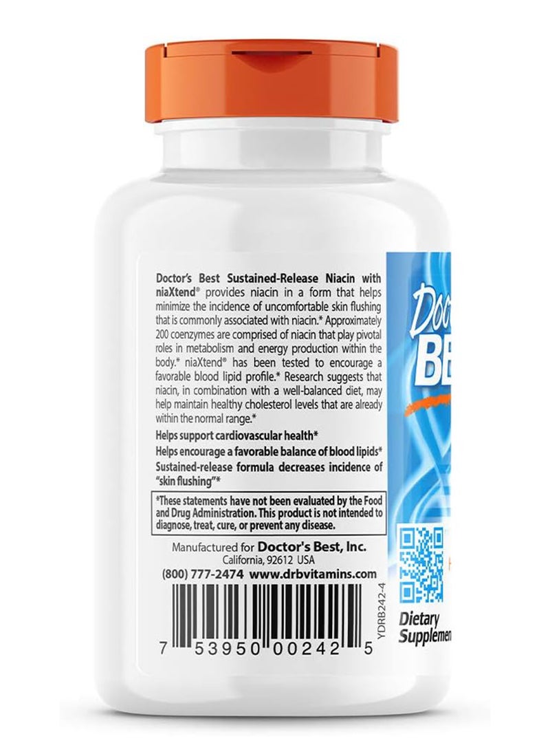 Timerelease Niacin With Niaxtend Nongmo Vegan Gluten Free 500 Mg 120 Tablets