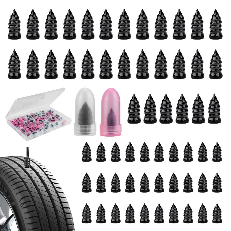 JAMIEWIN 60 PCS Tire Repair Screws Kit Vacuum Self Sealing Tire Plugs Screw Type Rubber Nail Kit Screw in Tire Plugs Heavy Duty for Car Tractor Motorcycle Truck SUV Tire Puncture Repair - Image 3