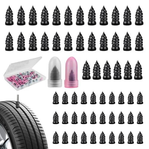 JAMIEWIN 60 PCS Tire Repair Screws Kit Vacuum Self Sealing Tire Plugs Screw Type Rubber Nail Kit Screw in Tire Plugs Heavy Duty for Car Tractor Motorcycle Truck SUV Tire Puncture Repair - Image 1
