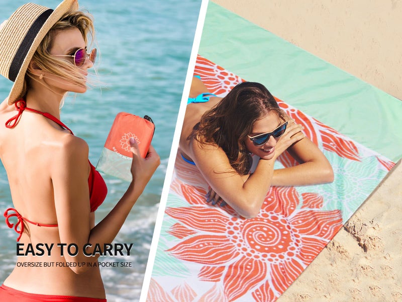HIHOHO Beach Blanket Waterproof Sandproof Extra Large Beach Mat 79" X 83"/120"x108"for 1-8 Adults Quick Drying Durable Outdoor Picnic Mat for Beach Travel Camping Hiking - Image 5
