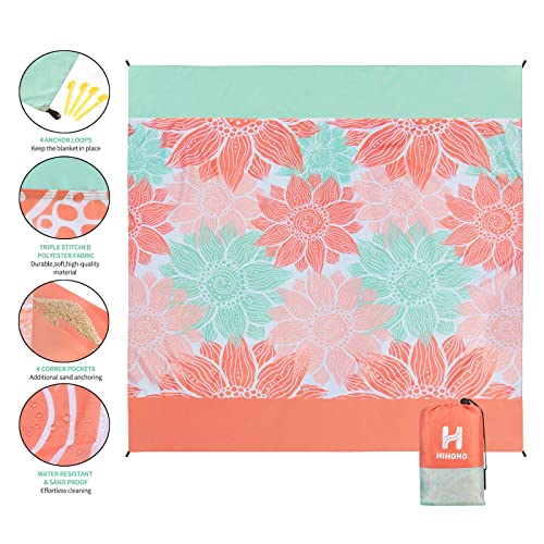 HIHOHO Beach Blanket Waterproof Sandproof Extra Large Beach Mat 79" X 83"/120"x108"for 1-8 Adults Quick Drying Durable Outdoor Picnic Mat for Beach Travel Camping Hiking - Image 3