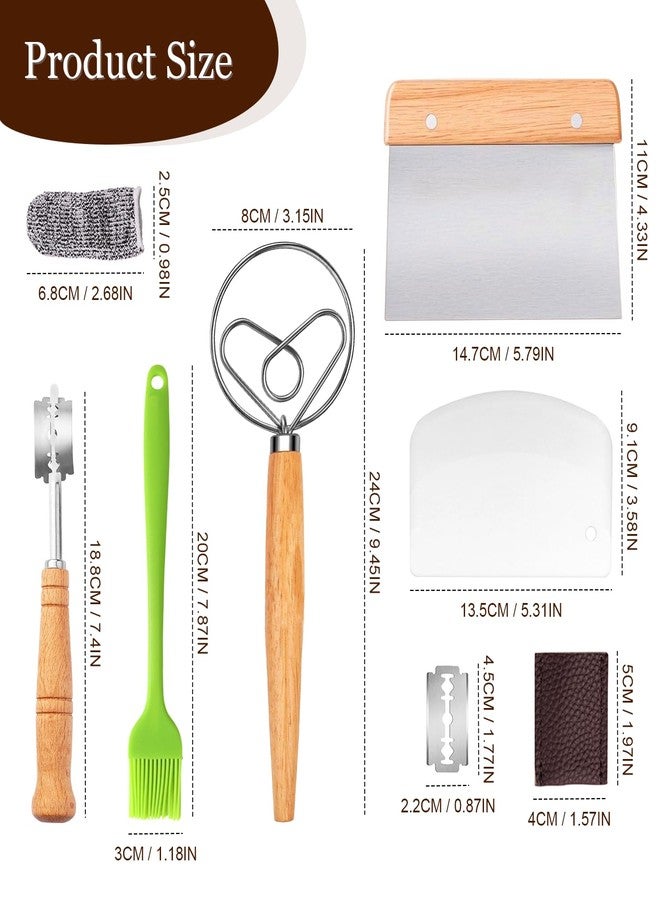 EQUNROY Bread Making Tools Set,Danish Dough Whisk with Sourdough ScoringTool,Bread Making Tools and Supplies, Dutch Whisks for Dough, With Dough Scraper Sourdough Cutter, Pastry Brush - Image 2