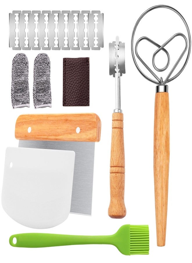 EQUNROY Bread Making Tools Set,Danish Dough Whisk with Sourdough ScoringTool,Bread Making Tools and Supplies, Dutch Whisks for Dough, With Dough Scraper Sourdough Cutter, Pastry Brush - Image 1