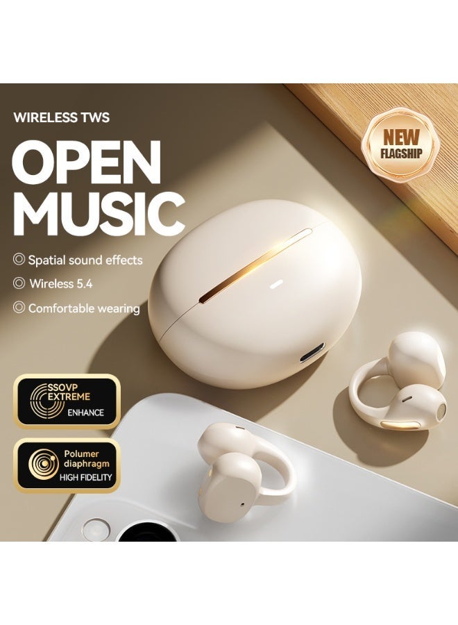 مُوطْمُوك  سماعات أذن لاسلكية M136 بمشبك، تعمل بتقنية بلوتوث 5.4، سماعات رأس مفتوحة الأذن بتصميم عصري، خفيفة الوزن للغاية، مزودة بخطاف على شكل حرف C، مريحة للأذنين الصغيرتين ولمن يرتدون النظارات، مناسبة للتمارين الرياضية (للبشرة). - Image 2