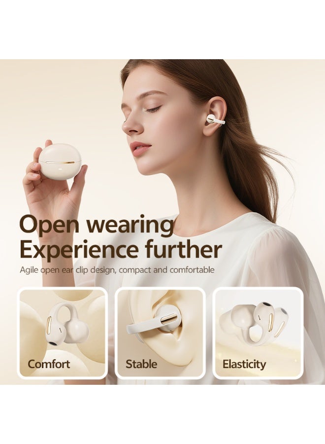 مُوطْمُوك  سماعات أذن لاسلكية M136 بمشبك، تعمل بتقنية بلوتوث 5.4، سماعات رأس مفتوحة الأذن بتصميم عصري، خفيفة الوزن للغاية، مزودة بخطاف على شكل حرف C، مريحة للأذنين الصغيرتين ولمن يرتدون النظارات، مناسبة للتمارين الرياضية (للبشرة). - Image 3