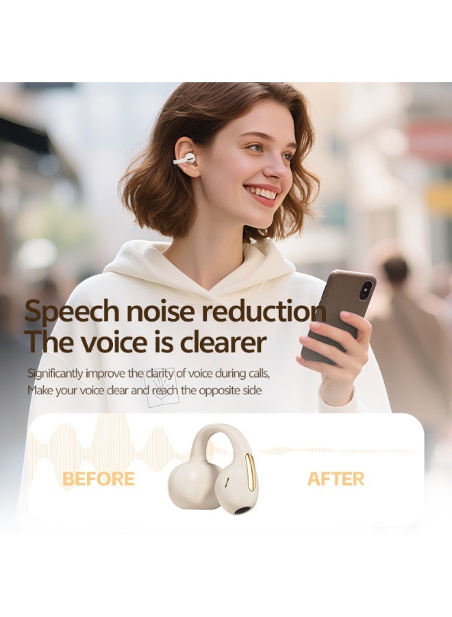 مُوطْمُوك  سماعات أذن لاسلكية M136 بمشبك، تعمل بتقنية بلوتوث 5.4، سماعات رأس مفتوحة الأذن بتصميم عصري، خفيفة الوزن للغاية، مزودة بخطاف على شكل حرف C، مريحة للأذنين الصغيرتين ولمن يرتدون النظارات، مناسبة للتمارين الرياضية (للبشرة). - Image 5