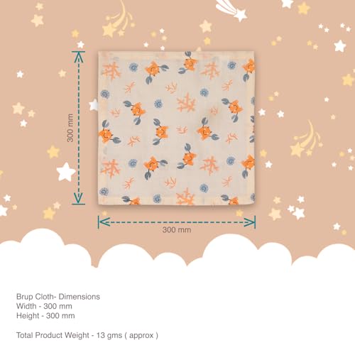 VAYA LY'L-Sun Baby Burp Cloth & Wash Cloth, Newborn Baby Essentials, Ultra-Soft & Quick Absorbent, 100% Cotton, Gentle on Baby’s Skin, Multipurpose Baby Towel for Newborn Babies, Color - Happy Crab - Image 5