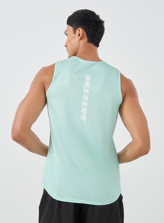 Styli Active Back Print Super Stretch Curved Hem Drop Armhole Tank - Image 4