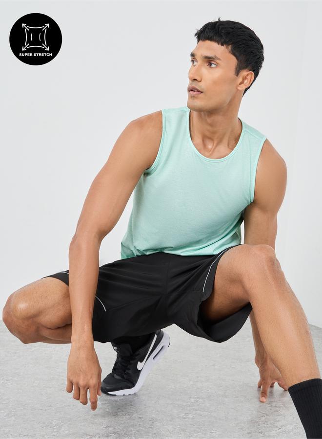 Styli Active Back Print Super Stretch Curved Hem Drop Armhole Tank - Image 1