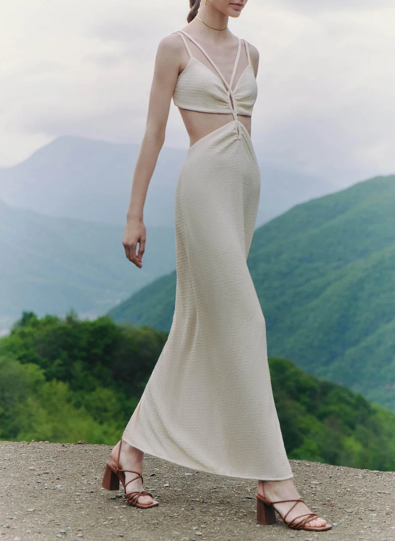 Lichi Complex cut maxi dress with bodice drawstring