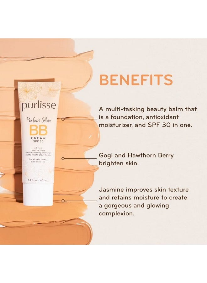Purlisse - pūrlisse Perfect Glow BB Cream SPF 30: Clean & Cruelty-Free, Medium Flawless Coverage, Hydrates with Jasmine | Fair 1.4oz - Image 1